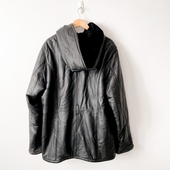 Wilsons Leather Faux Fur Hooded Vintage Jacket Sz 1X - Picture 3 of 11